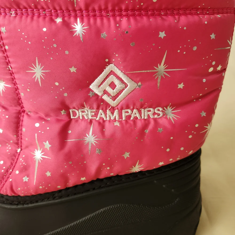 Dream Pairs Pink and Black Snow Boots Size 3